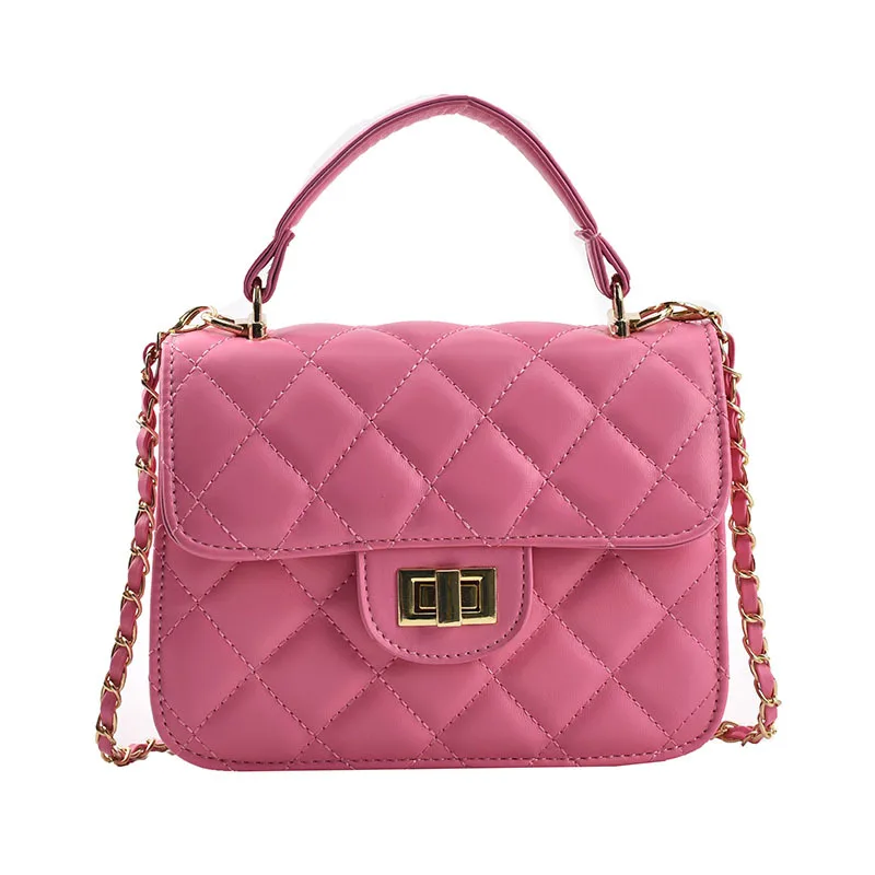 

2021 Fashion Summer Quilted PU Leather Designer Ladies Handbags and Purses Chain Shoulder Women Mini Flap Bag, 3 colors