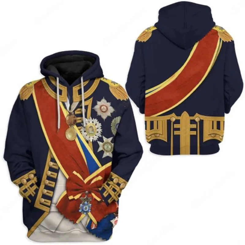 

Plus Size Men's Funny Hoodies 3d Print historical figure King Cosplay pullover Napoleon Costume