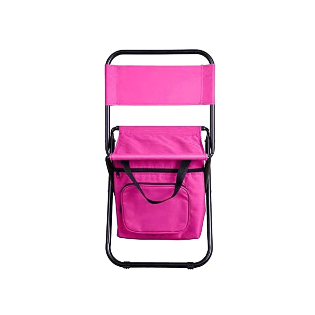 WOQI Modern Design Metal (Iron) Camping Chair Padded Folding Chair with Cooler Bag Ice Bag for Picnics Travel Camps for Adults