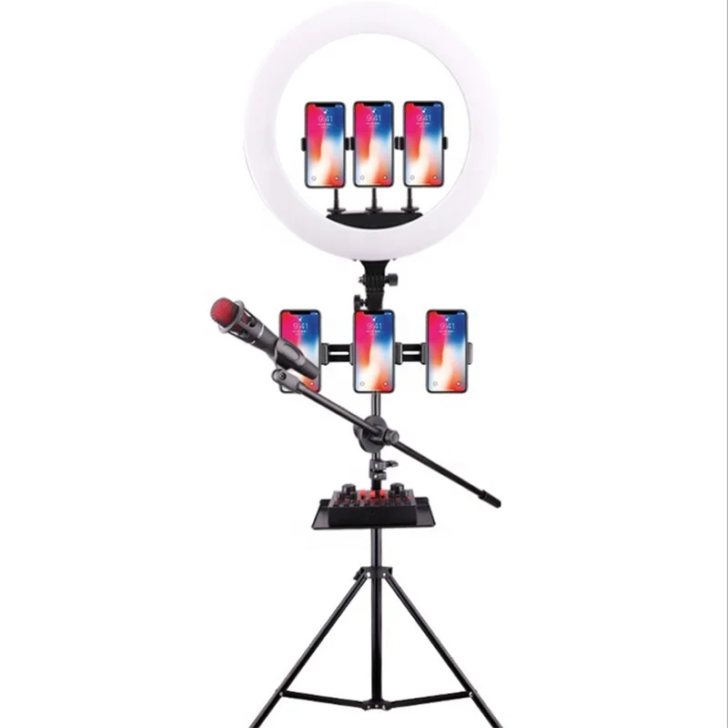 

mobile selfie ring light with microphone 18 inch ringlight