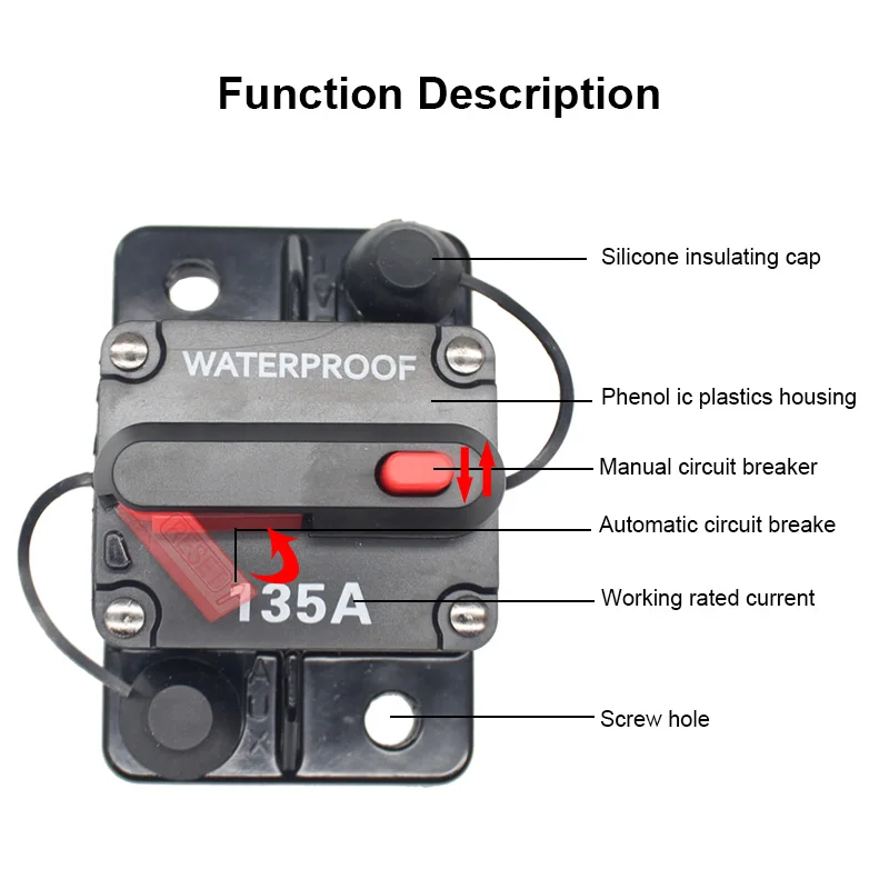 135a 48vdc Waterproof Manual Reset Circuit Breaker Thermal Overload