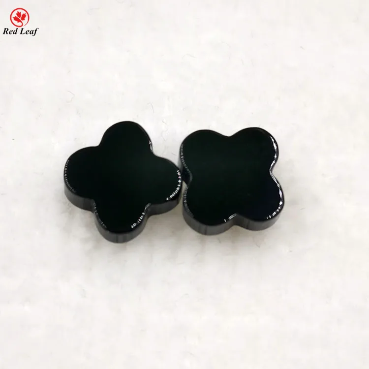 

Four Leaf Clover Gems Agate Stone for Jewelry Gemstone Natural Loose Third Party Appraisal Factory Price 5A Black
