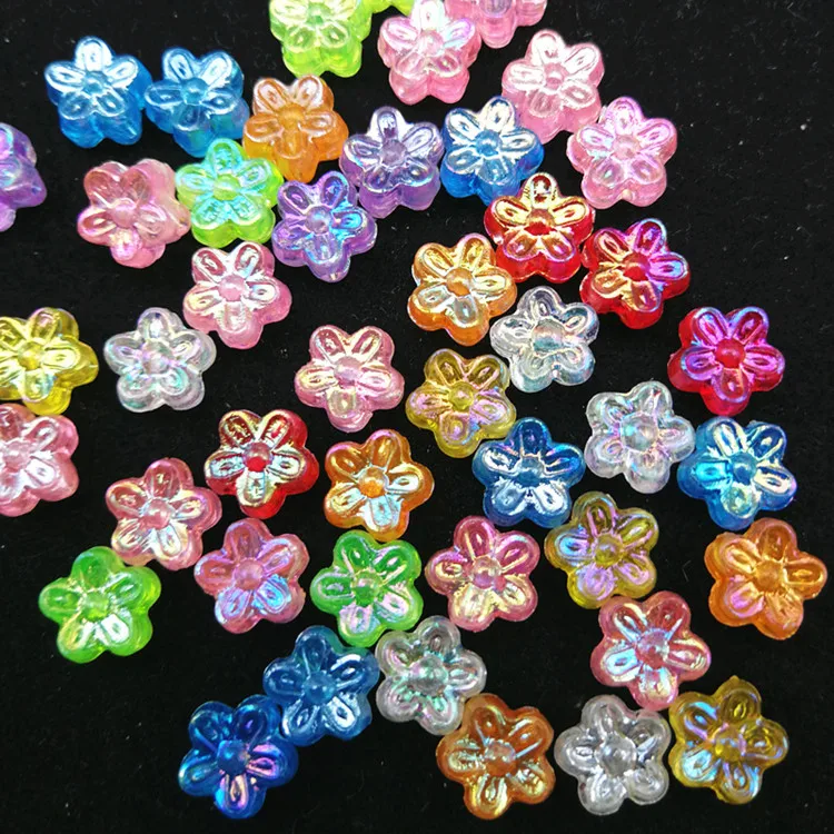 

XuQian Flower Shape Colorful Beads Loose Spacer Beads for Jewelry Making, Color mixture