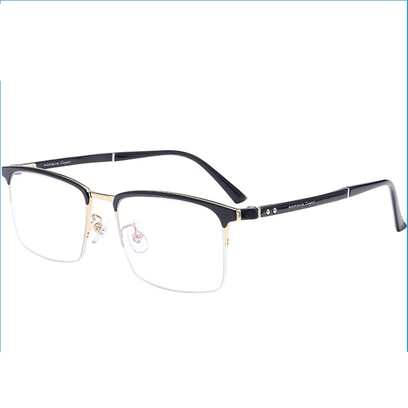 

Customizable Unisex TR90 Business Half-Frame Square Alloy Anti-Blue Glasses