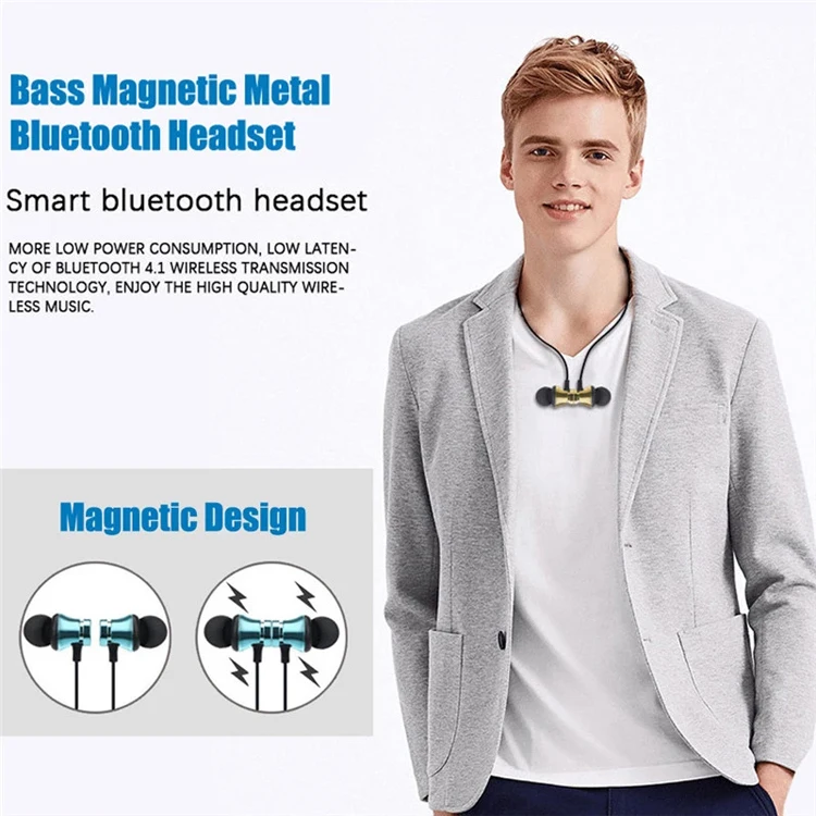 Magnetic 5.0 Earphone Sport Running Wireless Neckband Headset Headphone with Mic Stereo Music For All Smart Phone - ANKUX.COM