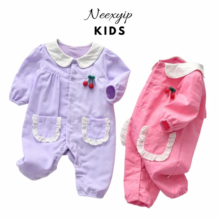 

New design Spring and Autumn newborn baby clothes romper cozy breasted infant clothing, Purple/pink