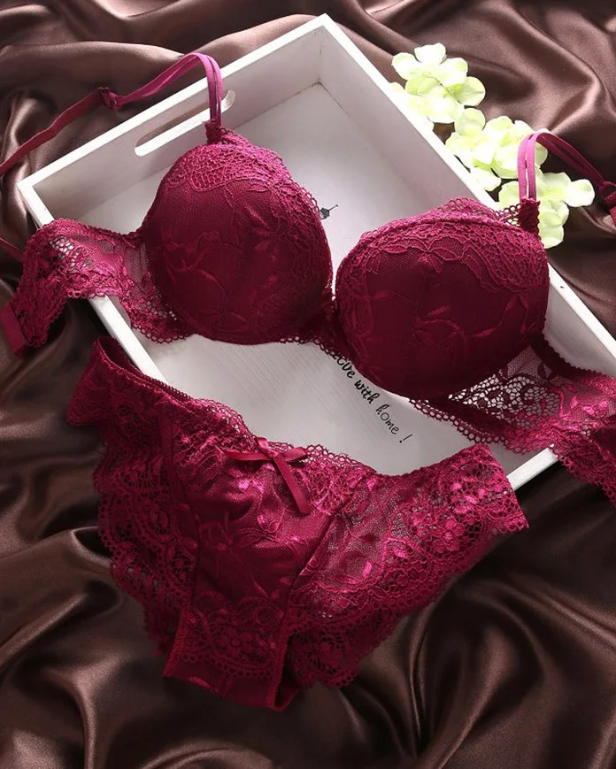 

China Manufacture Lace Luxury Women Panties And Bra Set, Skin,red,purple,black,blue