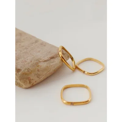 

Ins Simple Geometric Micro Pave CZ Titanium Steel Rings Rhinestone Crystal Square Finger Rings For Women