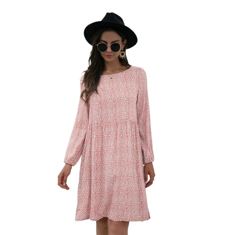 

Factory direct sales casual ruffled pleated knee-length mid-length women's dress, Picture color