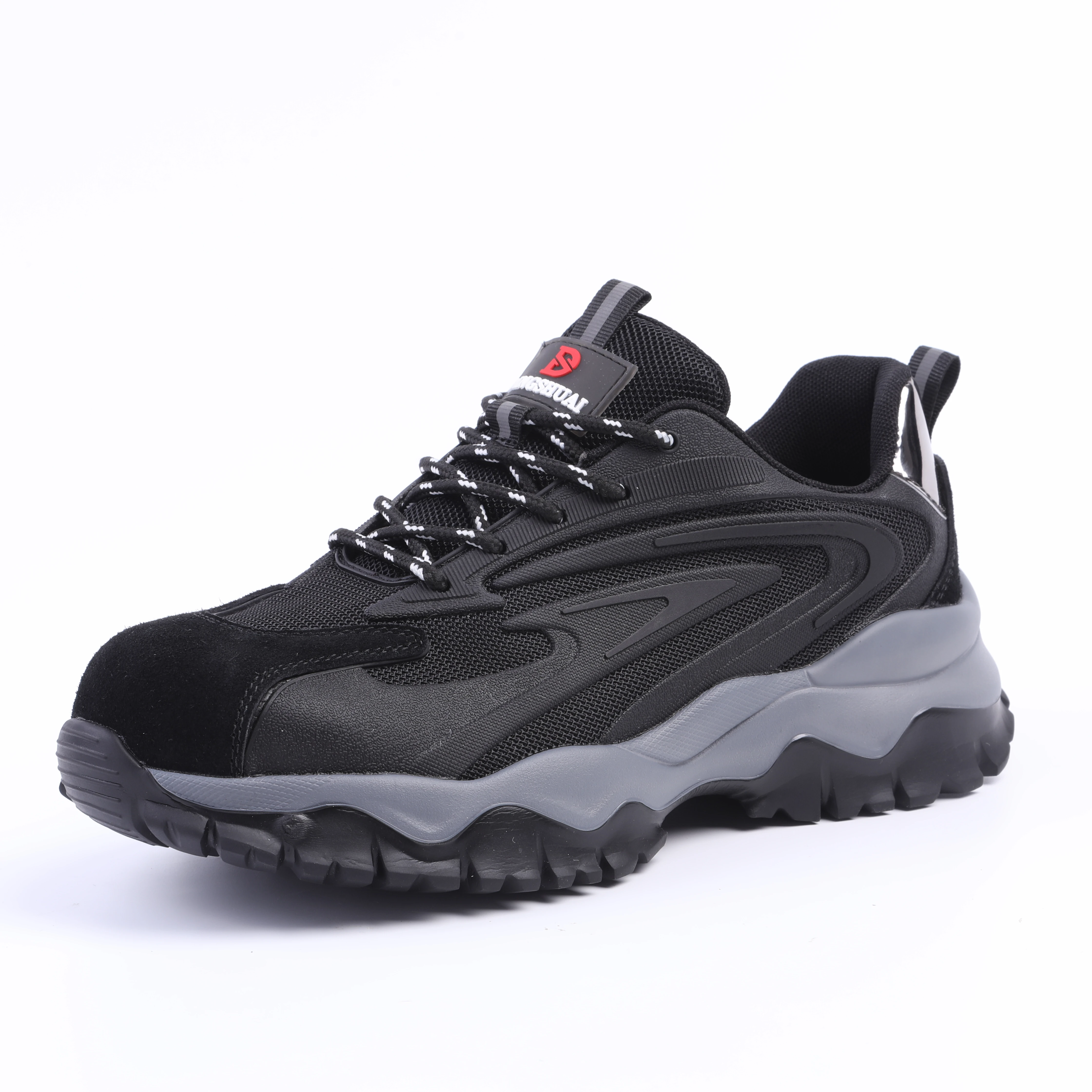 

Sneaker High Quality Stylish Safety Shoes Men Black Steel toe Inside Rubber black Color