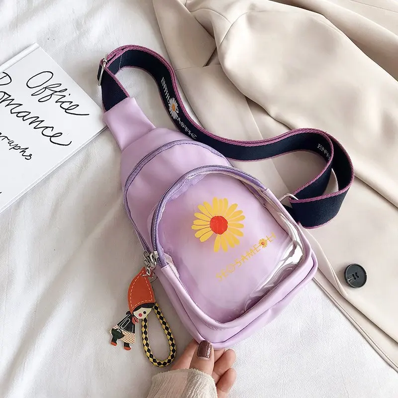 fashion most popular women chest ita bag with clear PVC window for pins custom design transparent ita bag