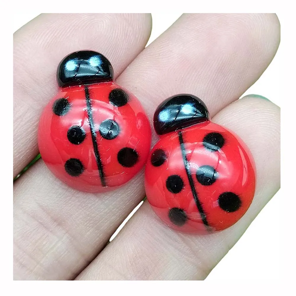 16*20mm Kawaii Coccinella Septempunctata 3D Resin Charms Nail Art Stickers for Slime Accessories