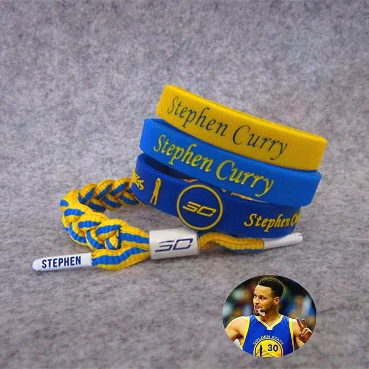 

Hot-Selling Basketball Star Shoelace Bracelet Sports Silicone Bracelets 4Pcs/Set, Picture shows