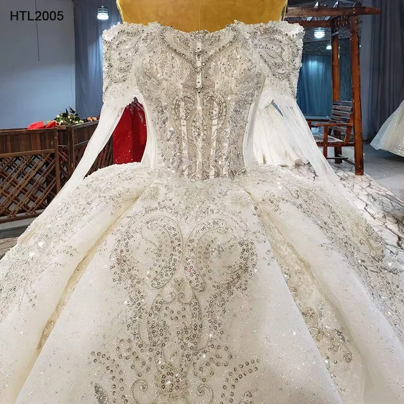 

Jancember HTL2005 Long Sleeve Sequined Elegant 2020 Bridal Gowns Wedding Dress, White
