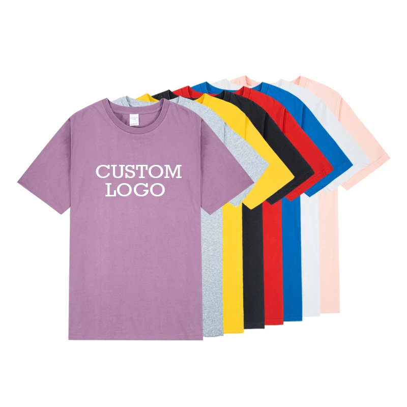 Hot Sale Custom 240gsm 100% Cotton Heavyweight Solid Color Blank Customized logo Unisex Simple Basic t Shirts