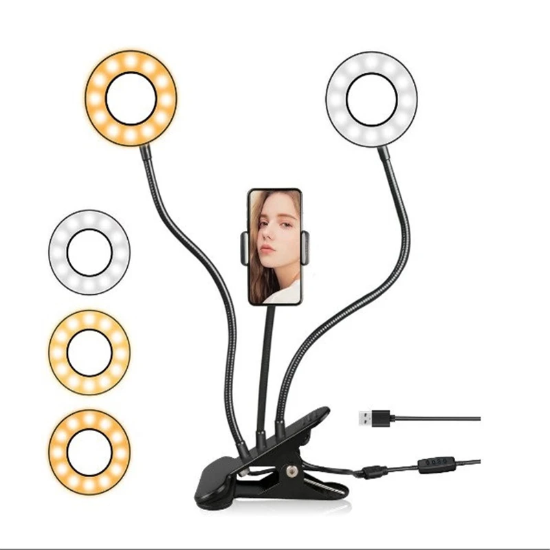 

other camera accessories makeup ring light selfie phone led ring light with flexible arms phone holder, Warm natuaral white