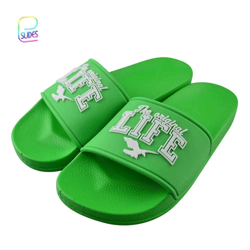 

Top Selling Bathroom Sandals Women Rubber Beach PVC Slides Custom 3D Printed Logo Footwear Slippers for Men, Yellow/blue/pink/red/green/white/black