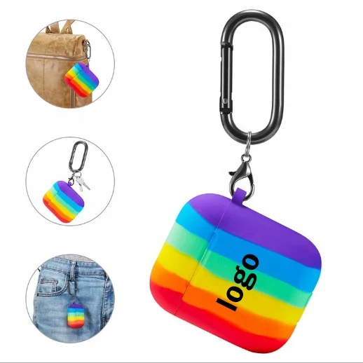 

2020 custom skin colourful cover with keychain waterproof air pod for rainbow liquid silicone airpod case, Mix colors