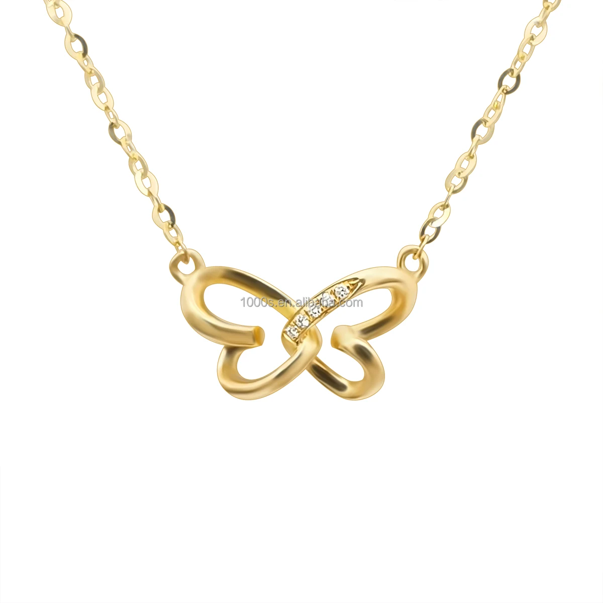 

18k Real Gold Chain Jewelry Rose Gold Diamond Butterfly Necklace