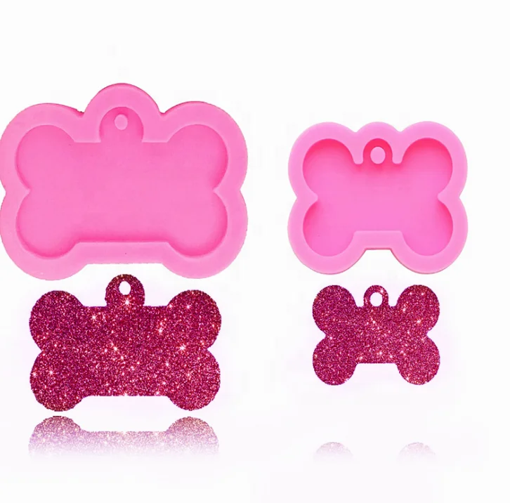 

Wholesale Shiny Dog Bone Silicone Mold Dog Tag Mould For Keychains Accessories Silicone Keychain Molds