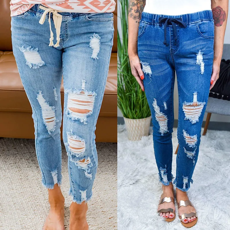 

2021 High Waist Jeans TrousersJeans Pants For Women Women's Jeans Women's Pants With Hole