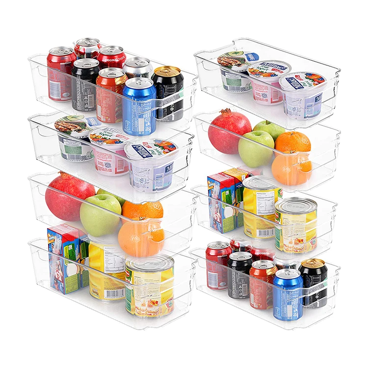 

Set Of 8 Refrigerator Organizer Bins Plastic Stackable Drawers Fridge Organizers for Freezer, Kitchen Pantry Storage Rack