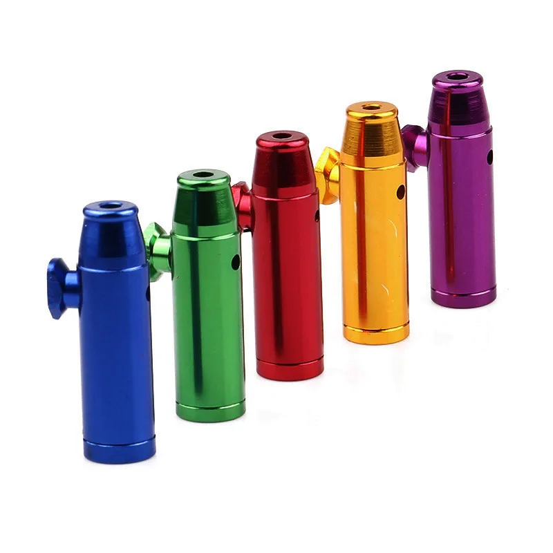 

Hot sale 53mm flat head bullet shaped portable metal snuff bottle storage bottle, Muti-color