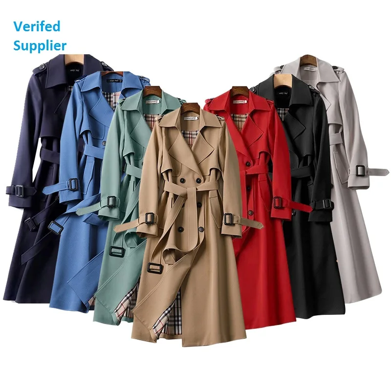 2022 Classic New Korean Mid Length Elegant Long Women'S Trench Coats Designer Brand Popular British Overcoat For Women