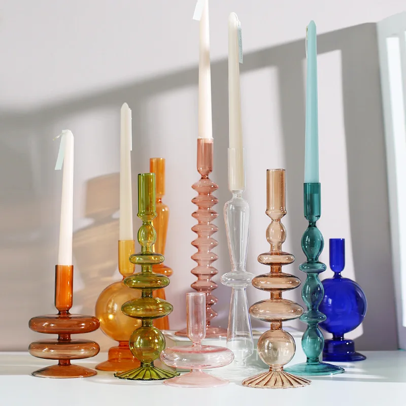 

New Design Romantic Wedding Decorations Nordic Glass Vases Candle Holder Candlestick Candelabros Candle Stand Holders Glass