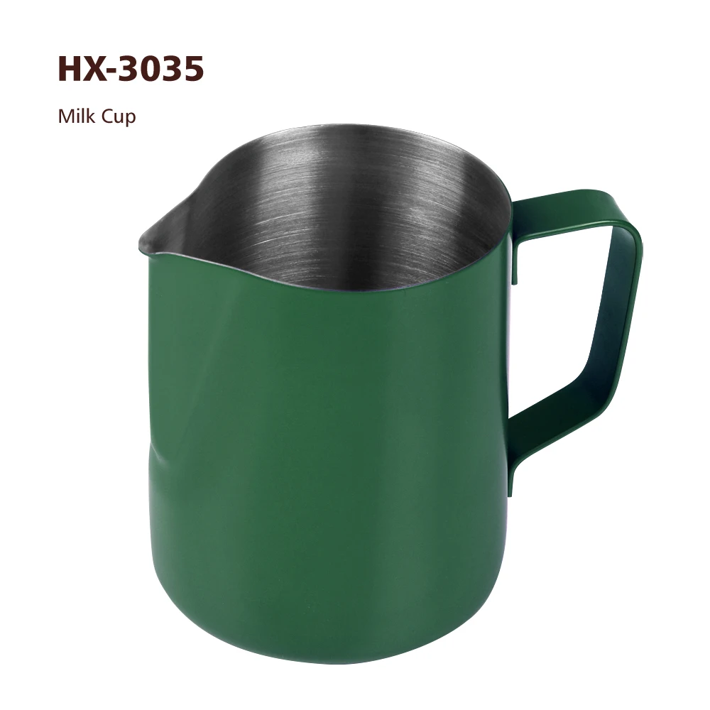 

Factory Direct Green Milk Pitcher Sharp Spout 600ML Milk Steaming Forthing Pitcher 304 Stainless Steel Coffee and Milk Pot