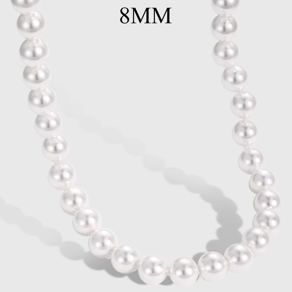 Dylam Elegance new arrival Design s925 Sterling Silver necklace Rhodium Plated 6mm 8mm Shell Pearl Necklaces for women