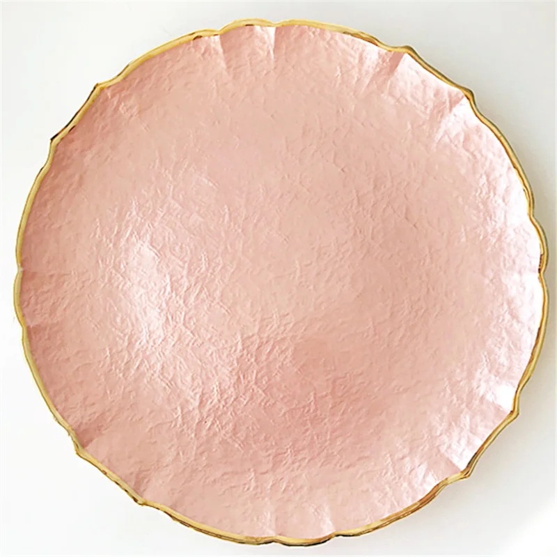 

Elegant Underplate Pink Gold Rim Pearl Charger Plates Bulk Dinner Plates, Pink, white, clear, customized