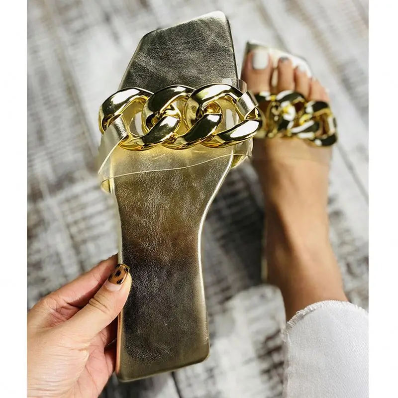 

wholesale Summer new style slipper female square toe fashion flat heel slip on low heel shoes