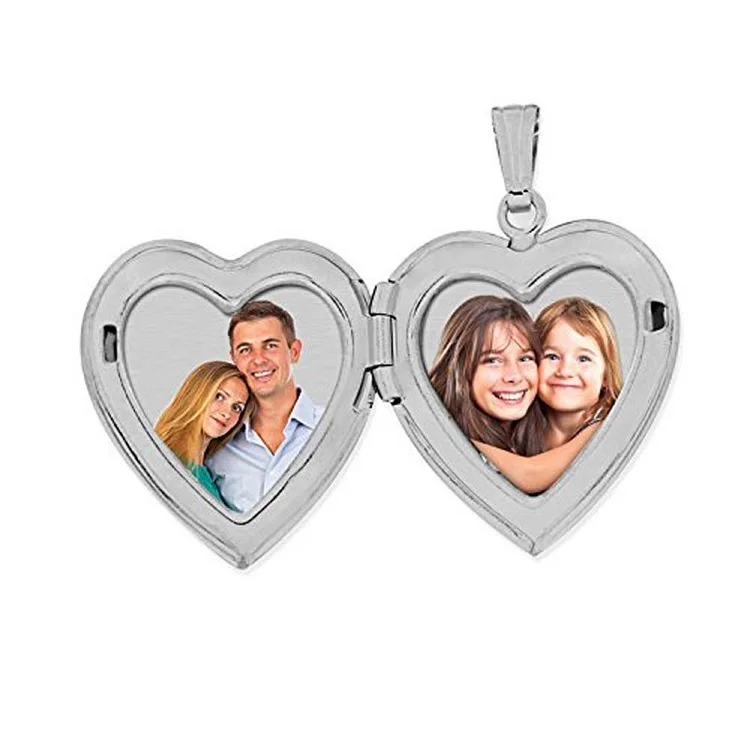 

2021 Stainless Steel Gold Filled Heart Shape Photo Pendant Necklace Engrave Fashion Valentine's Day Gift Locket Necklaces Kolye, Gold silver black rose gold