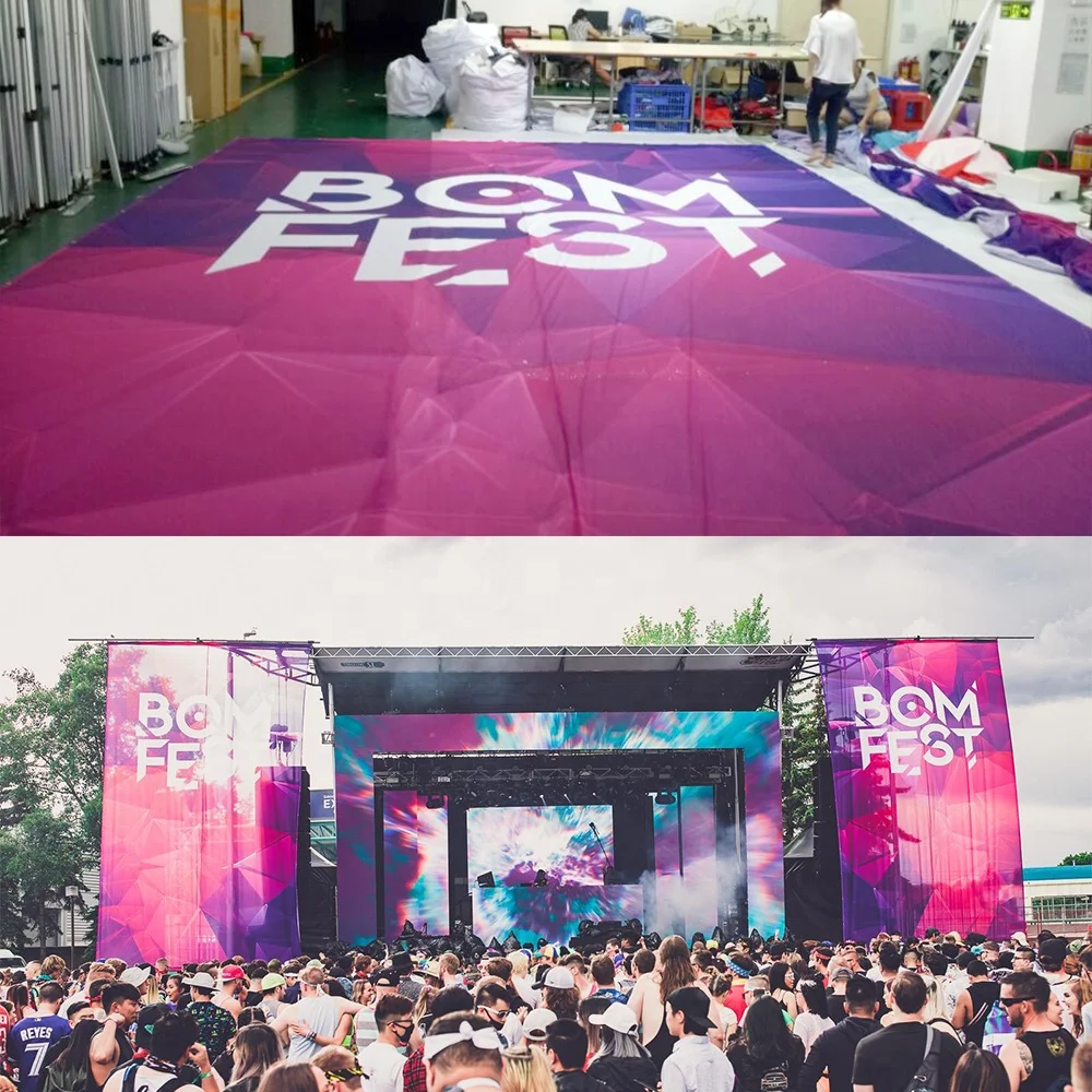 

Custom Huge Music Festival Poster Printing Outdoor Events Banner Band Music Festival Polyester Fabric Stage Backdrop Banner, Full color