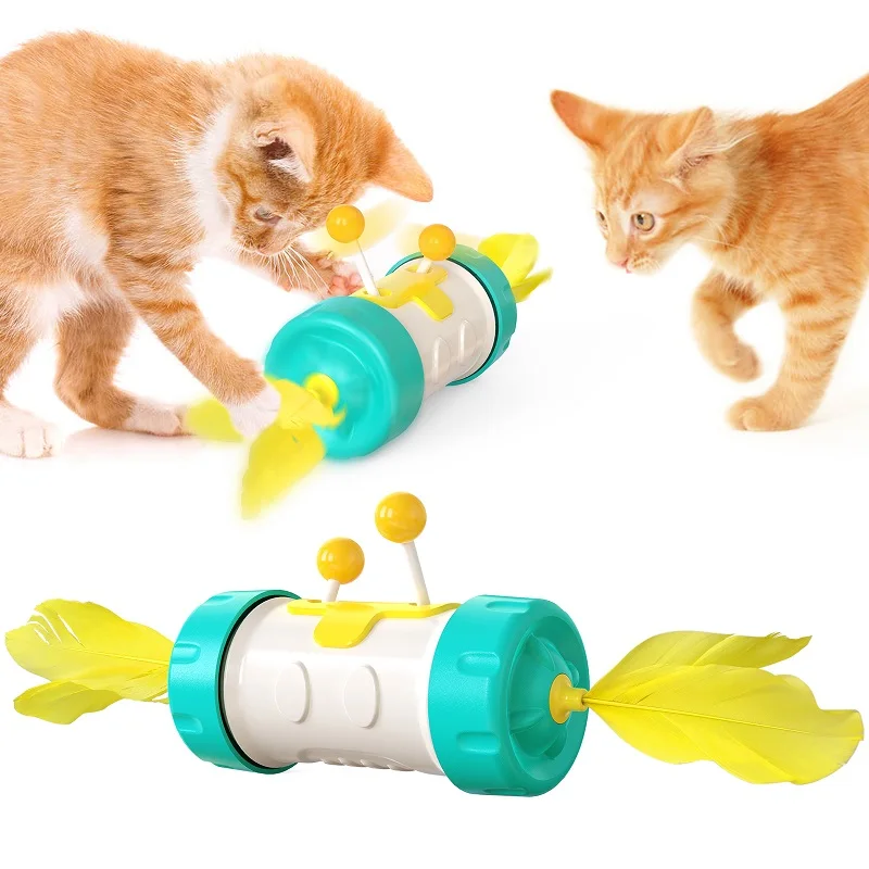 

2021 Hot Selling Toys China Wholesale Cat Scratcher toy Self Exaltation Playing Magnetic Wheel Motion Pet Cat Toy, Yellow/blue/pink/usa.blue/green