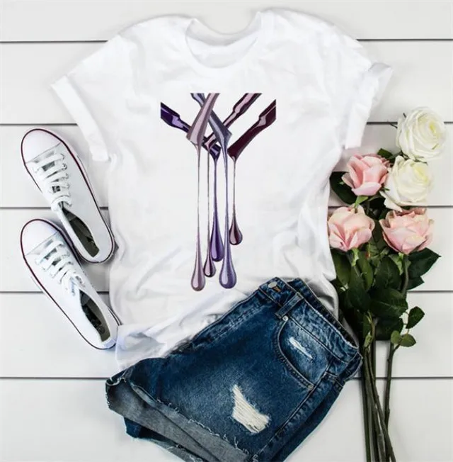 

High Quality Printed T Shirt For Women Casual Basic T Shirt Women Streetwear T Shirt In Stock, Picture showed