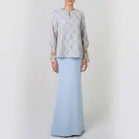 

2019 Fashion Indonesia Baju Kurung Arab Women Wear Islamic Melayu Clothing Winter Lace Muslim Dress
