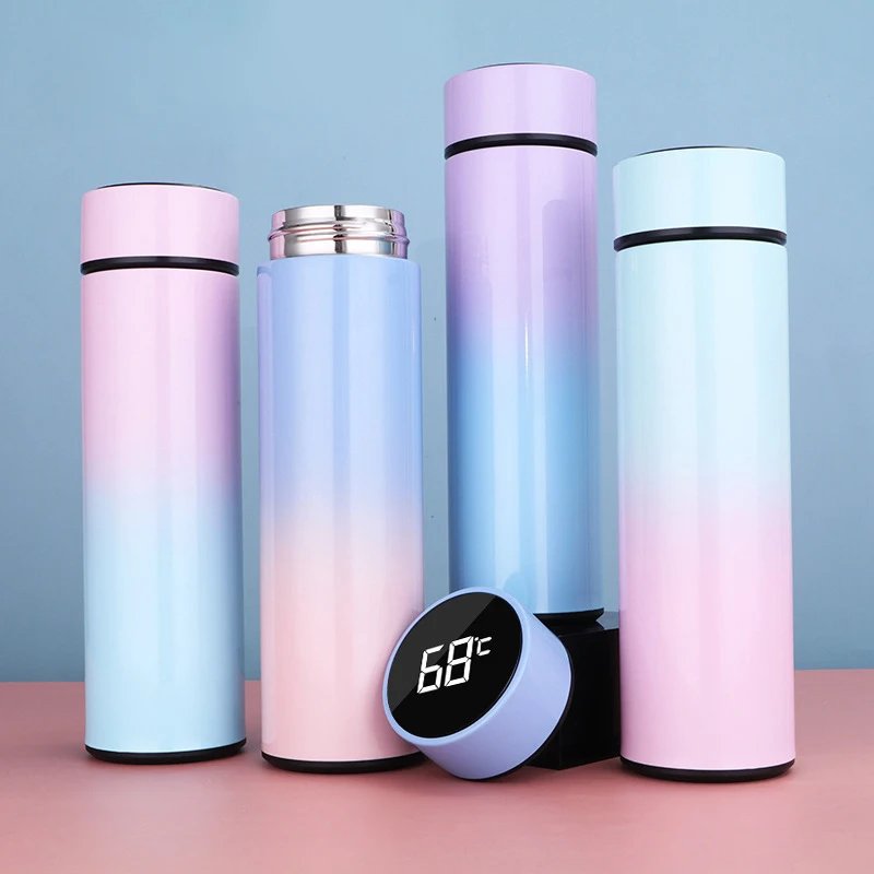 

A2702 Stainless Steel 500ml Gift Cup Intellect Show temperature Water Bottle Insulated Drinking Business Vacuum Cup, As pic