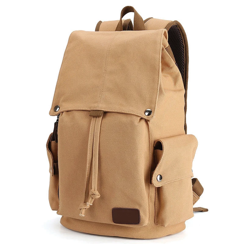 

Durable Canvas Drawstring Closure Travel Rucksack Backpack for Men Women