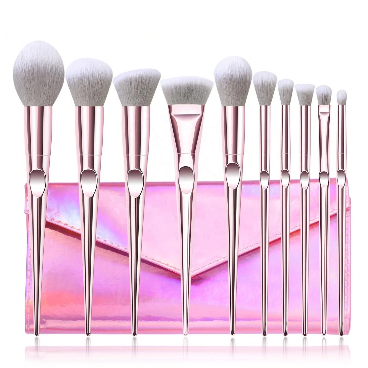 

Design Popular 10 Pieces Makeup Brush Set Beauty Tools Eyeshadow Loose Powder With Laser Bag, Pics