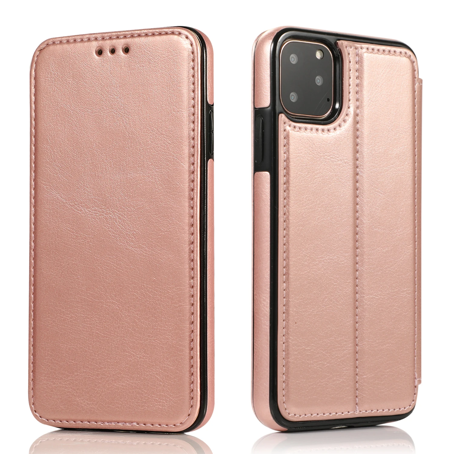 

Customized Wallet Case With Cards Slots & Magnetic & Flip Folio Cowhide Pattern Leather Compartment Leather Mobile Phone Cases