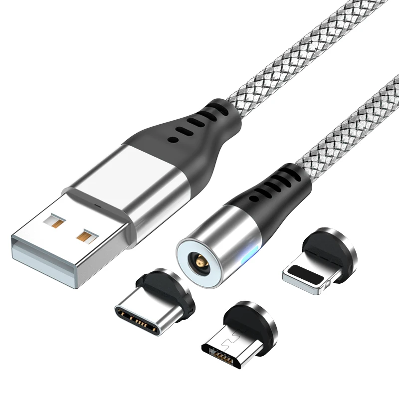 

YOUXG Classic Private Magnetic Charging Cable 2.4A Nylon braided 3 in 1 USB Charger Black Red Gold Silver Custom LOGO