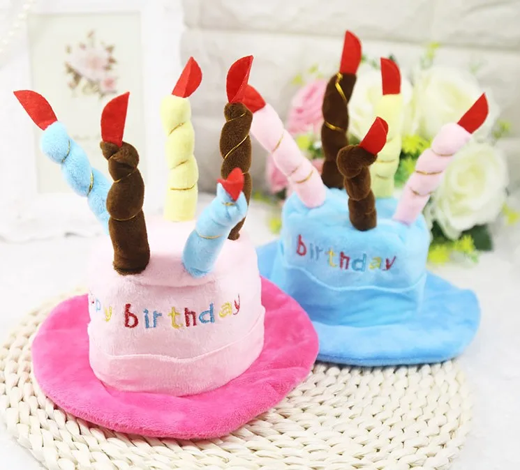 

festival Pet Product Accessories With Birthday Cake Shape cat dog birthday hat, Blue,pink