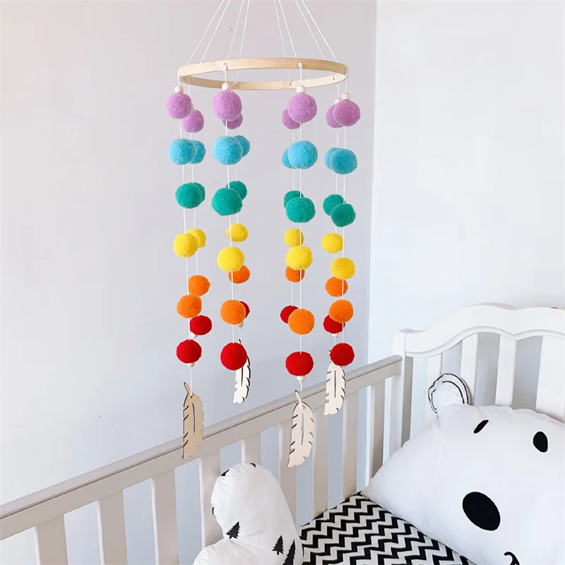

Baby Bed Hanging Wind Chime Photography Props With Pom Poms Children's Room Wall Decoration