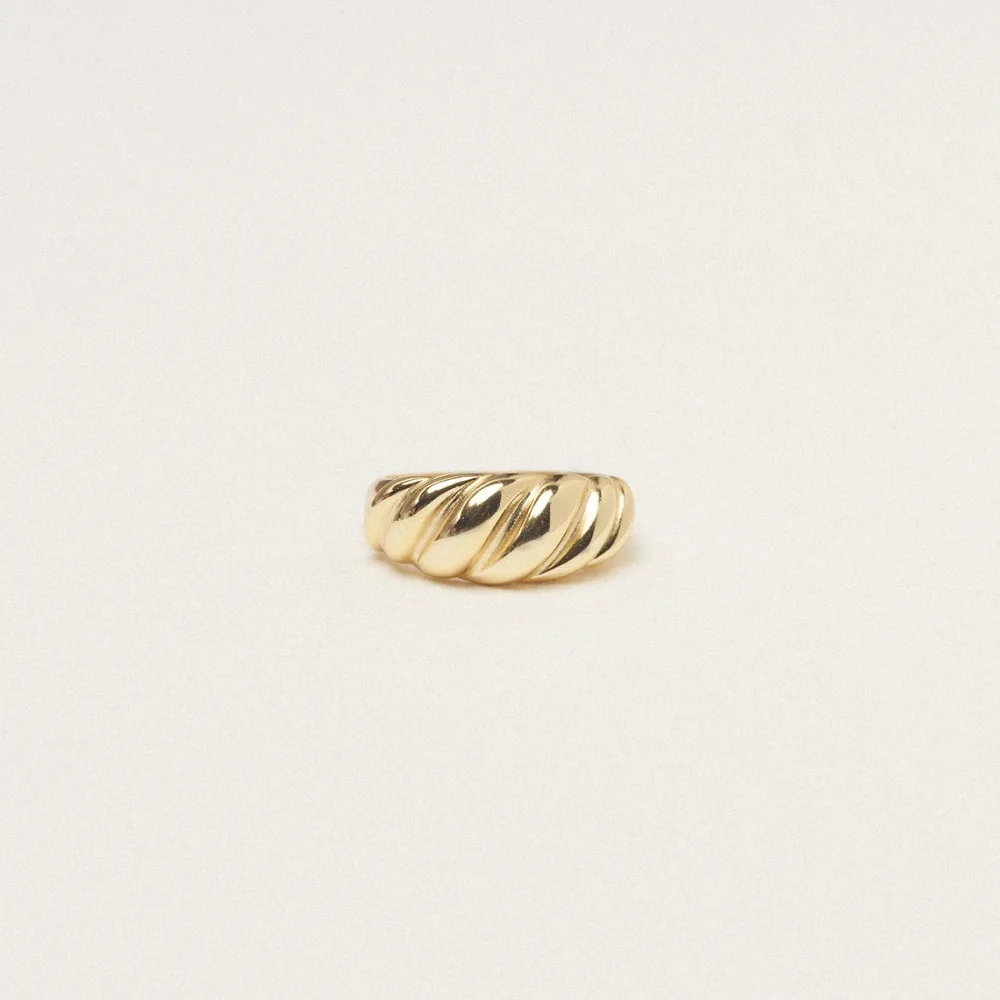 

Fashion Minimalist Dome Twist Rings Stainless Steel 18K Gold Plated Chunky Croissant signet Ring Jewelry for Gifts, Silver, gold, rose gold, black etc.