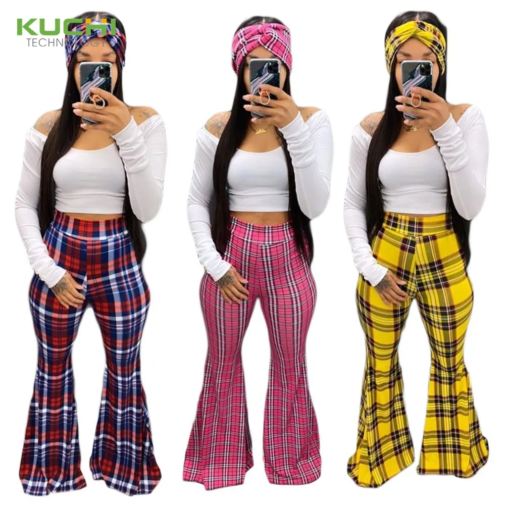 

KC-YY5161 2020 drop shipping womens plaid pants wide leg pants women clothing women, As picture