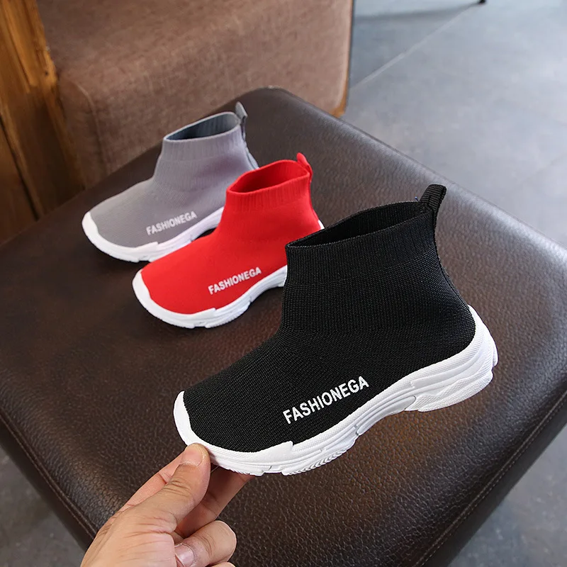 

Wholesale custom boy girl casual soft sole knitted sneakers sock toddler baby children newborn prewalker sport shoes for kids