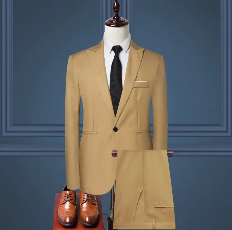 

Promotional Men's Casual Suit Men's Suit Business Casual Professional Dress Solid Color Suit Two Piece, Optional