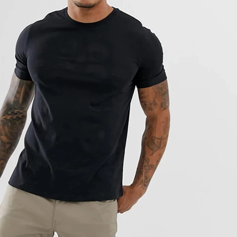 

Wholesale Bulk Men 95%Cotton 5%Spandex Slim Fit Short Sleeves Crew Neck Plain T Shirt